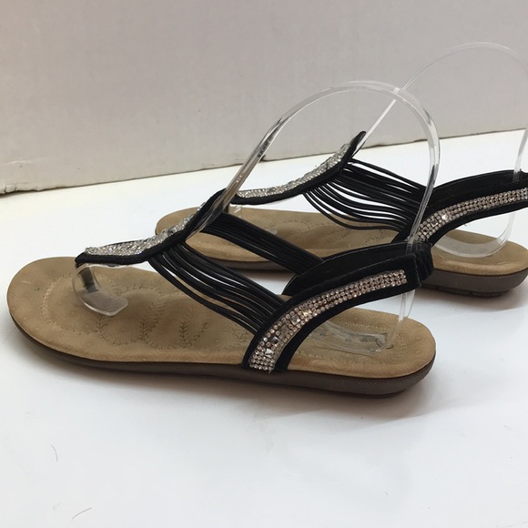 Link Black Sandals with Rhinestones Size 4 - Picture 8 of 11